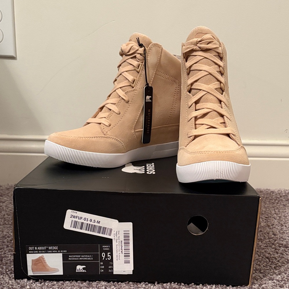 Sorel Women's Tan High-Top Wedge Sneakers